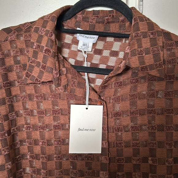 Brown Checkered long sleeve button down shirt - Picture 4 of 5